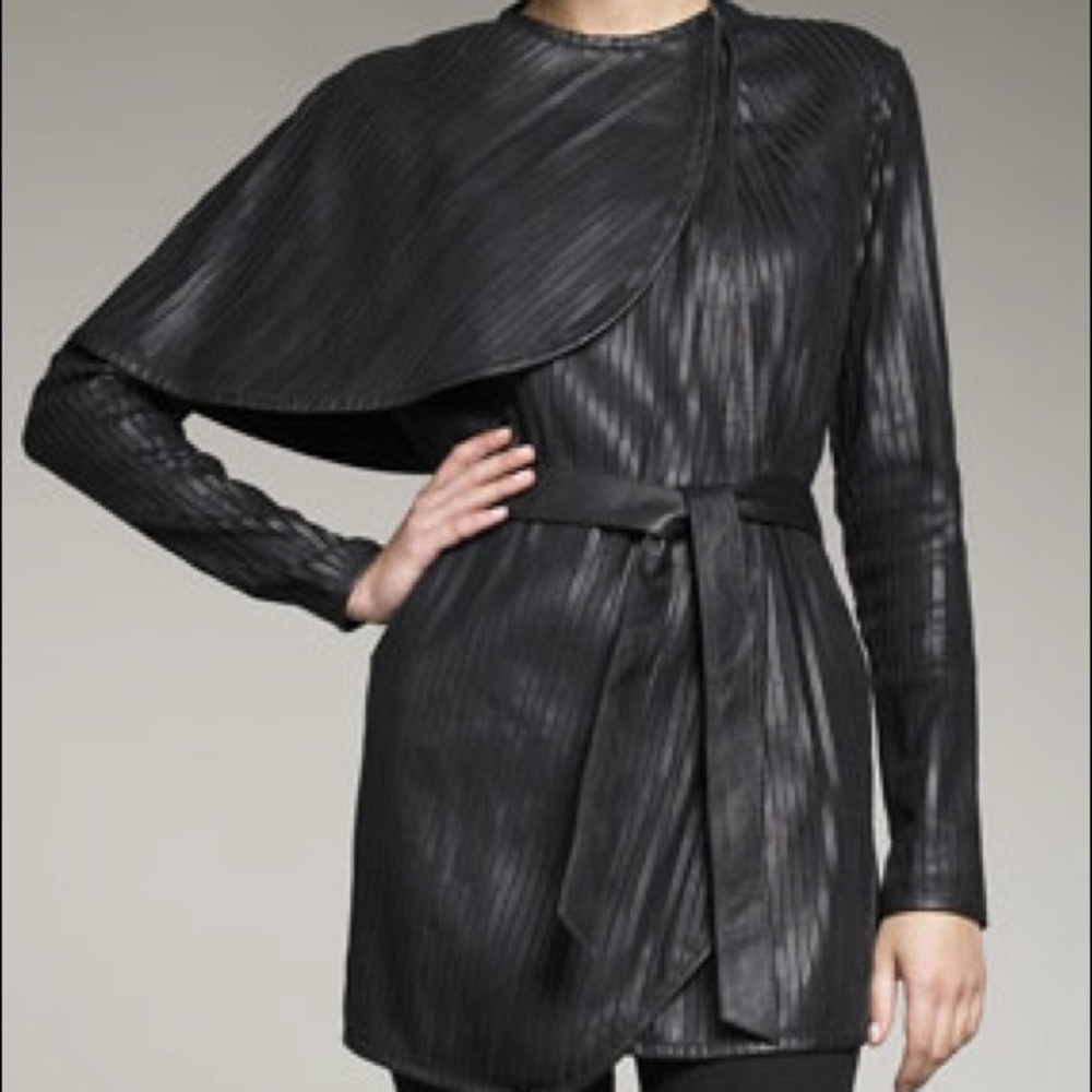 M+J Badgley Mischka Leather Asymmetrical Jacket